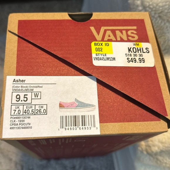 NWT Vans Orchid/Red Colorblock shoes size 9 1/2 women - Picture 2 of 10